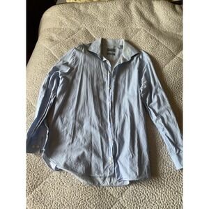 Michael Kors Button Down Mens 16 32/33 Blue Excellent Slim Fit Dobby Textured